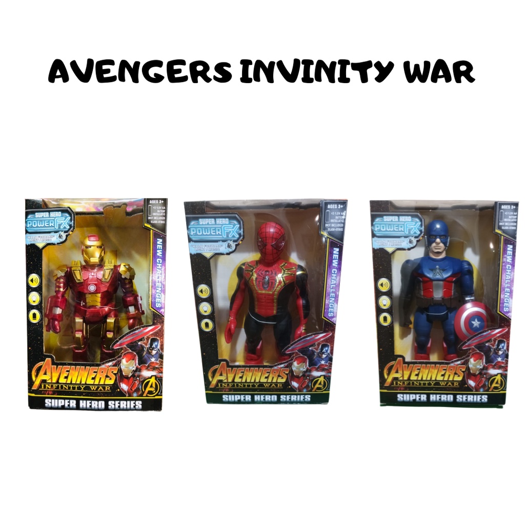 MAINAN MARVEL AVENGERS IRON MAN SPIDERMAN & CAPTAIN AMERICA BISA JALAN