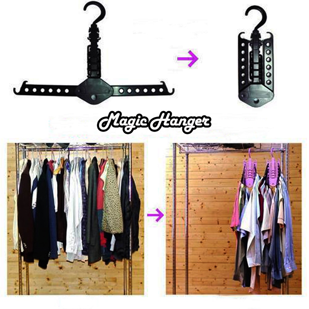 FM - Magic Hanger / Gantungan Baju Multifungsi / Gantungan Portable / Gantungan Baju Unik muat banyak