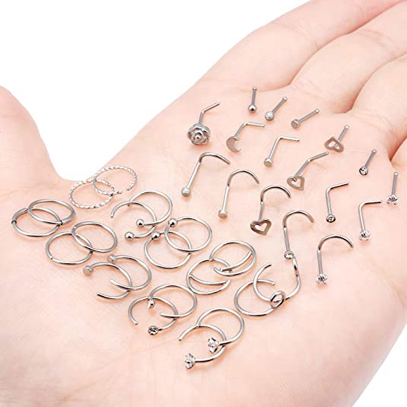 Siy 36pcs Anting Tindik Hidung Bahan Titanium Steel Untuk Priawanita