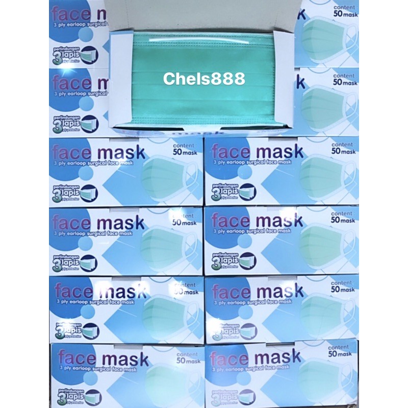 Masker FACE MASK 3ply Earloop isi 50pcs