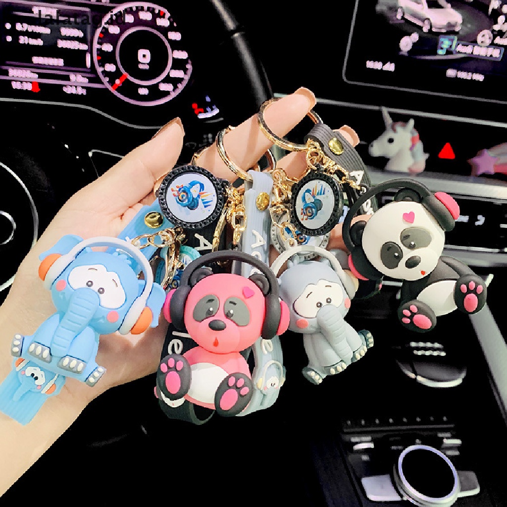 Geometric cartoon panda elephant shape keychain