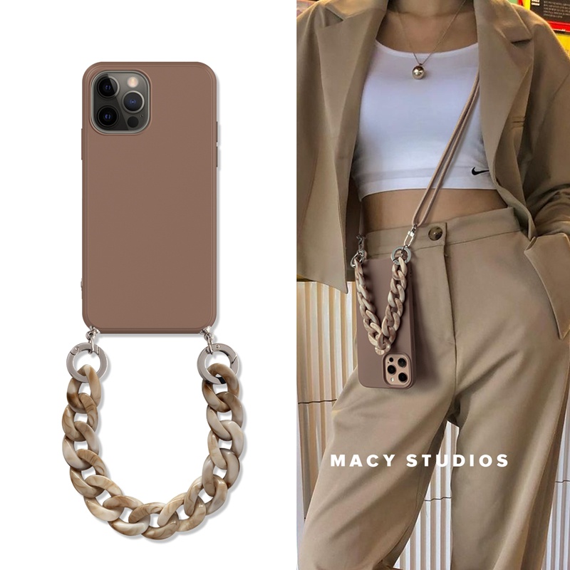 Soft Case Silikon Motif Marmer Amber Dengan Tali Lanyard Untuk Iphone 14 Pro Max 13 Pro Max 11 12 Pro Max X Xs Xr 7 8 Plus