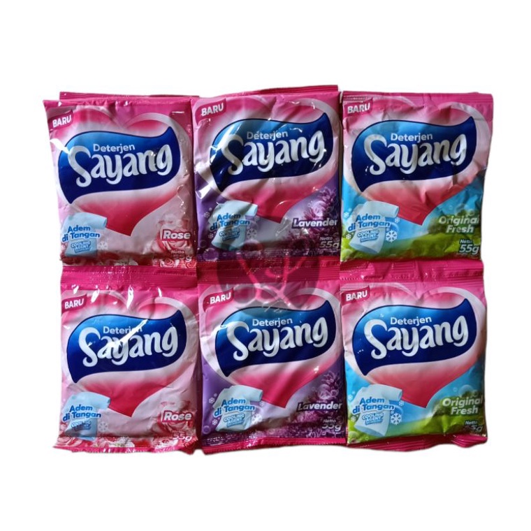 Deterjen Bubuk Sayang Kemasan 55gr Renteng Isi 6pc Sachet