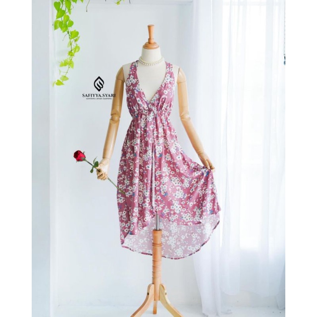 MAUDY DRESS by Safiyya Syari Daster Rumahan Kekinian Daster Cantik Backless Minidress Sexy Bumil Bus