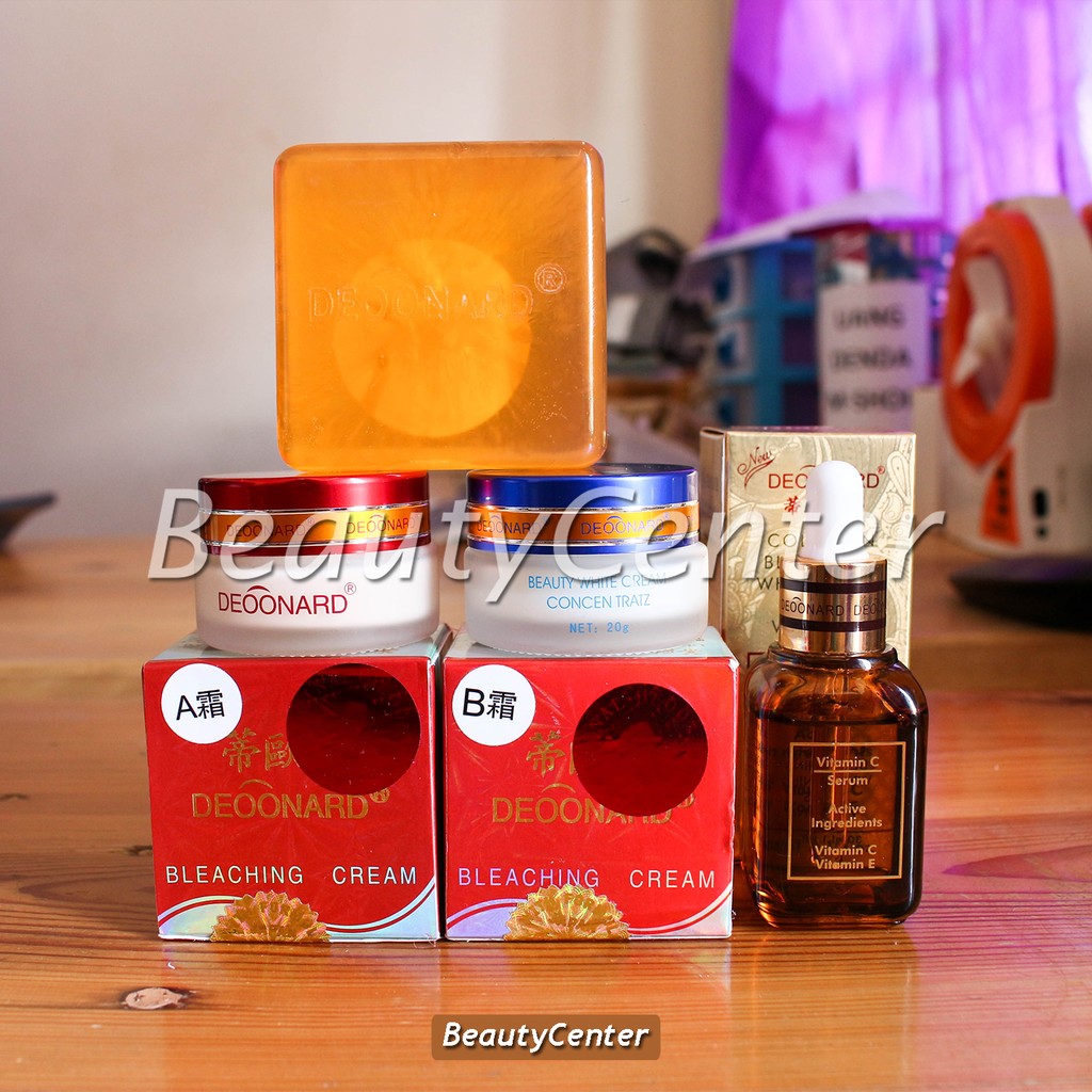 Set Cream Deoonard Bleaching Merah / Red 20gr +Sabun+Serum