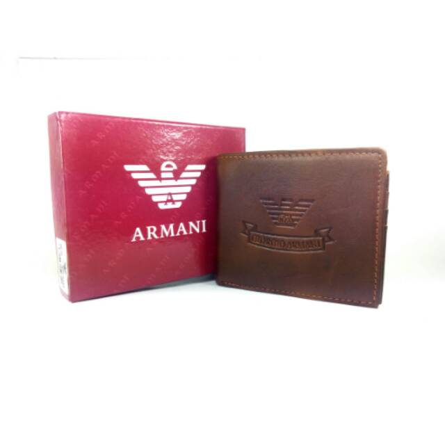 Dompet Pria Import Kulit Asli GIORGIO ARMANI Coklat