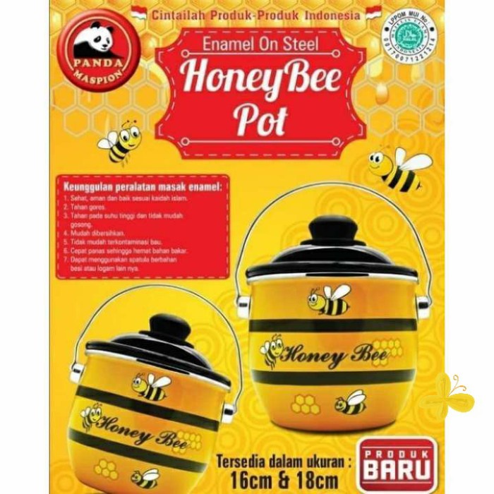 Maspion Honey Bee Pot Panci Rantang Enamel 16cm 18cm Anti Gores