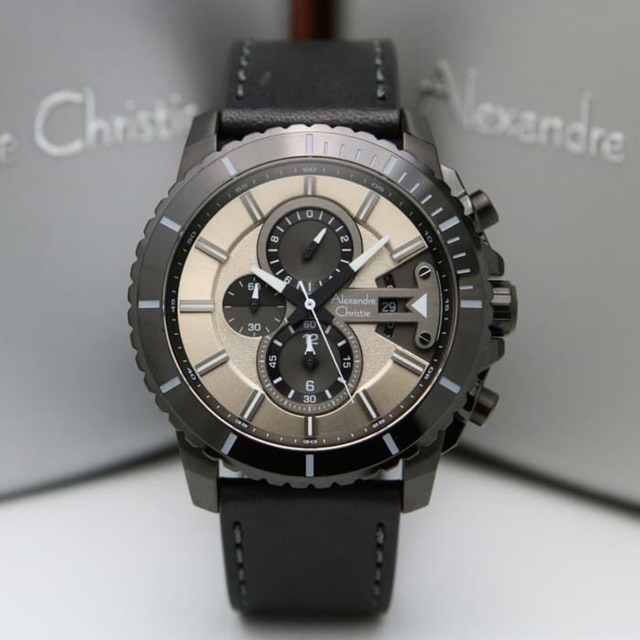 Jam Tangan Pria Alexandre Christie AC 6527 Black Dial Brown Original Garansi Resmi 1 Tahun