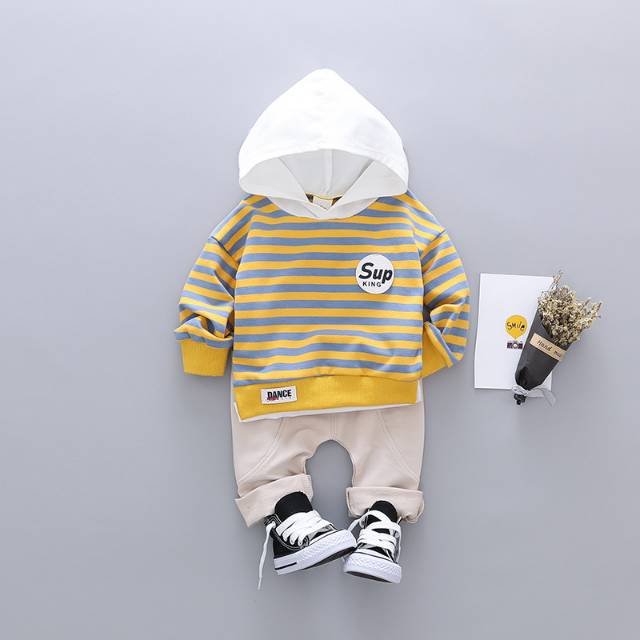 SSL1-Setelan Set Anak Laki Sweater Garis SupKing