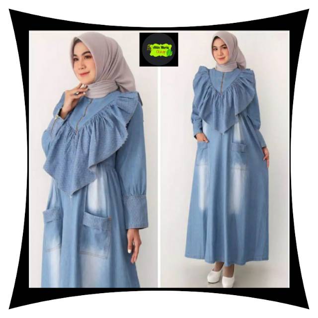 GAMIS JEANS - MAXI DRESS JEANS - PAKAIAN WANITA MUSLIMAH - FASHION WANITA - JEANS WASH