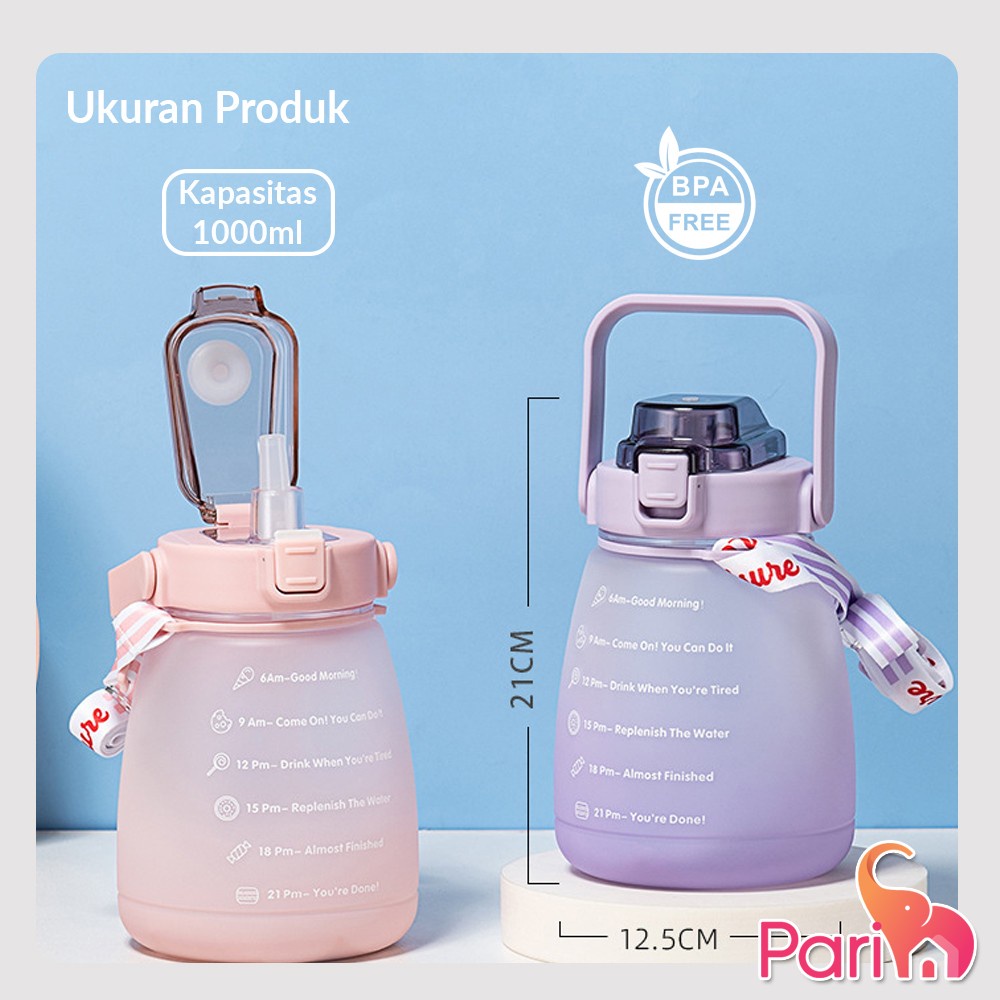 Botol Motivasi 1,1 Liter Botol Minum Viral Free Sticker 2D &amp; 3D