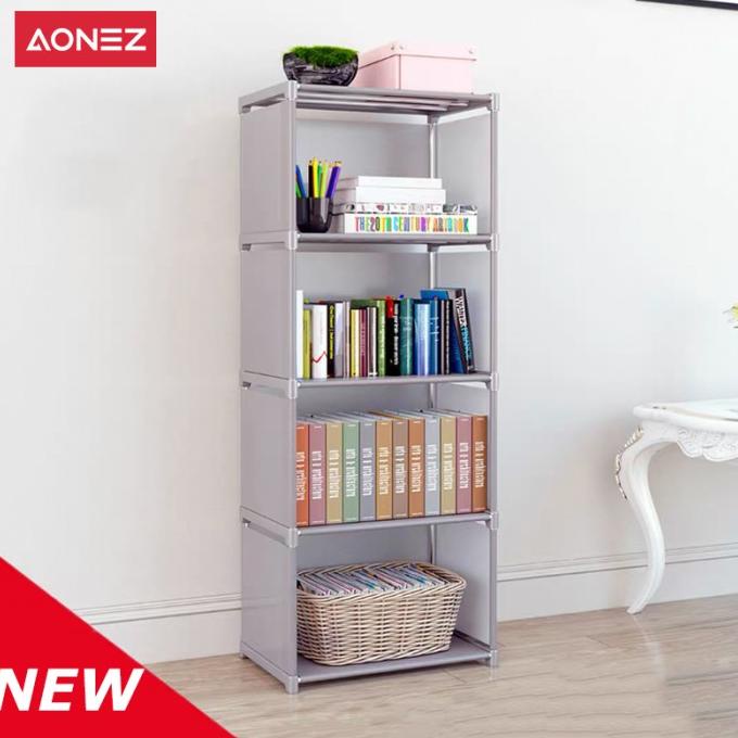 

AONEZ Rak buku 5 lapis 4 kisi, rak buku non-anyaman, rak buku murah