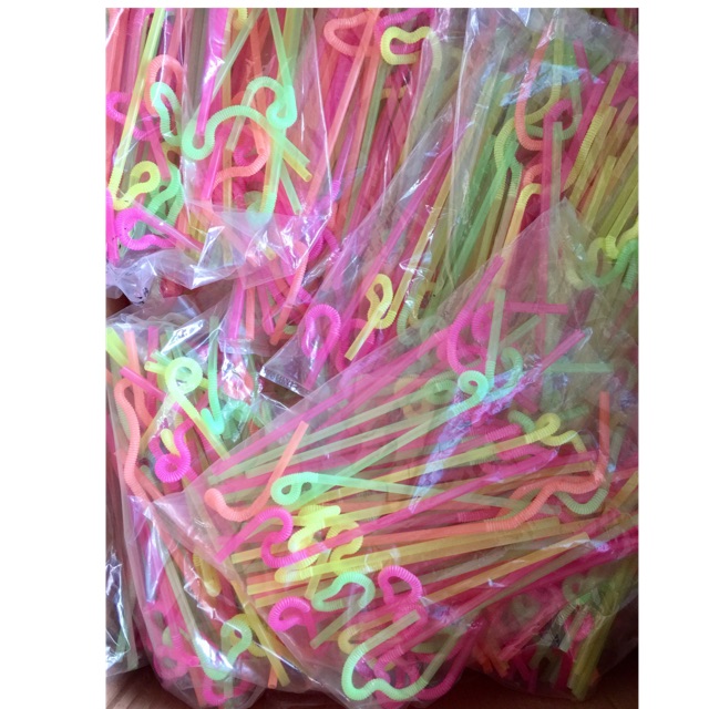 Sedotan Ulir Funky warna warni isi 50 pcs