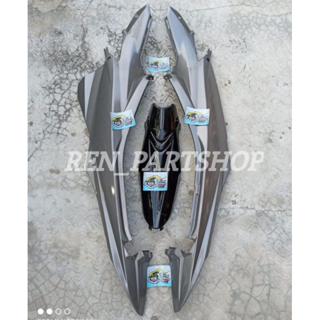 Paket hemat cover body belakang satria fu 150 Facelift fl plus legsil silver abu abu