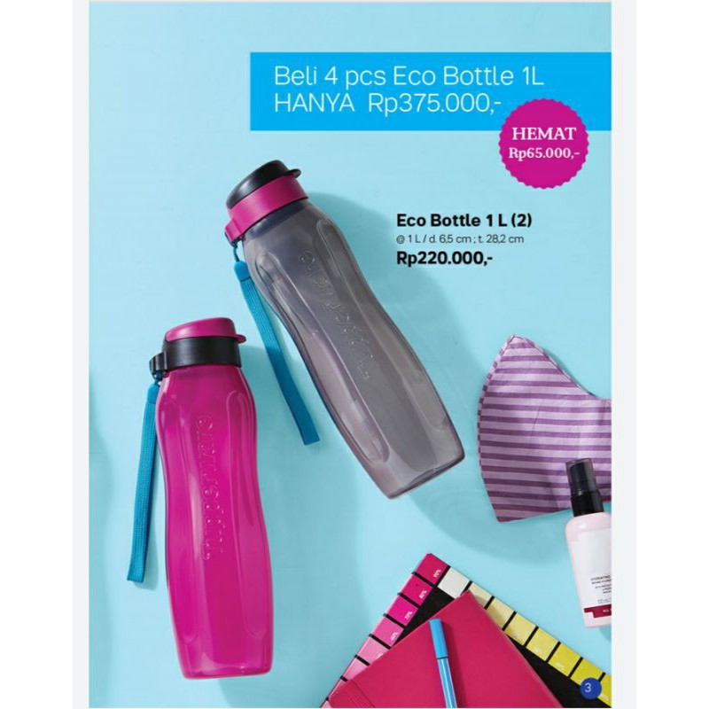Tupperware botol 1 liter isi 2 botol