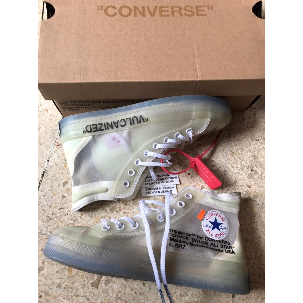 Sepatu premium Converse All Star Sneakers vulcanized Off White X Bahan Jelly  Pria Wanita 162204