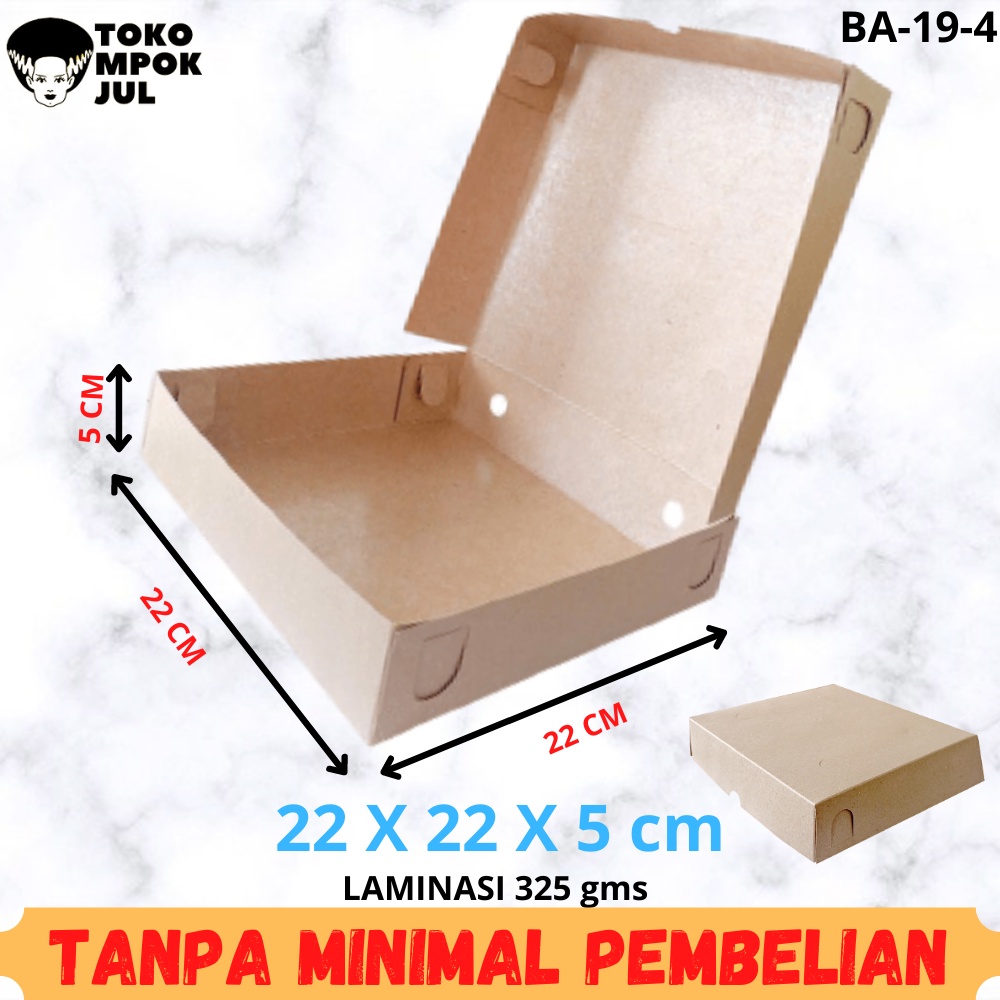 

TANPA MINIMUM - Kardus Dus Kotak Box Pizza Brownies Kukus Bakar Roti Kue 22x22x5 cm Laminasi