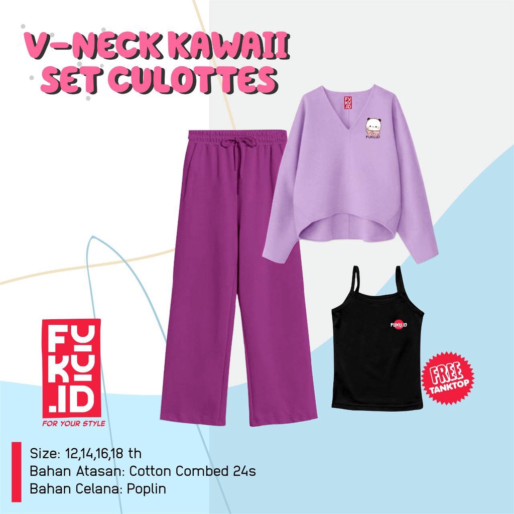 V-NECK KAWAII SET CULOTTES by FUKU.ID