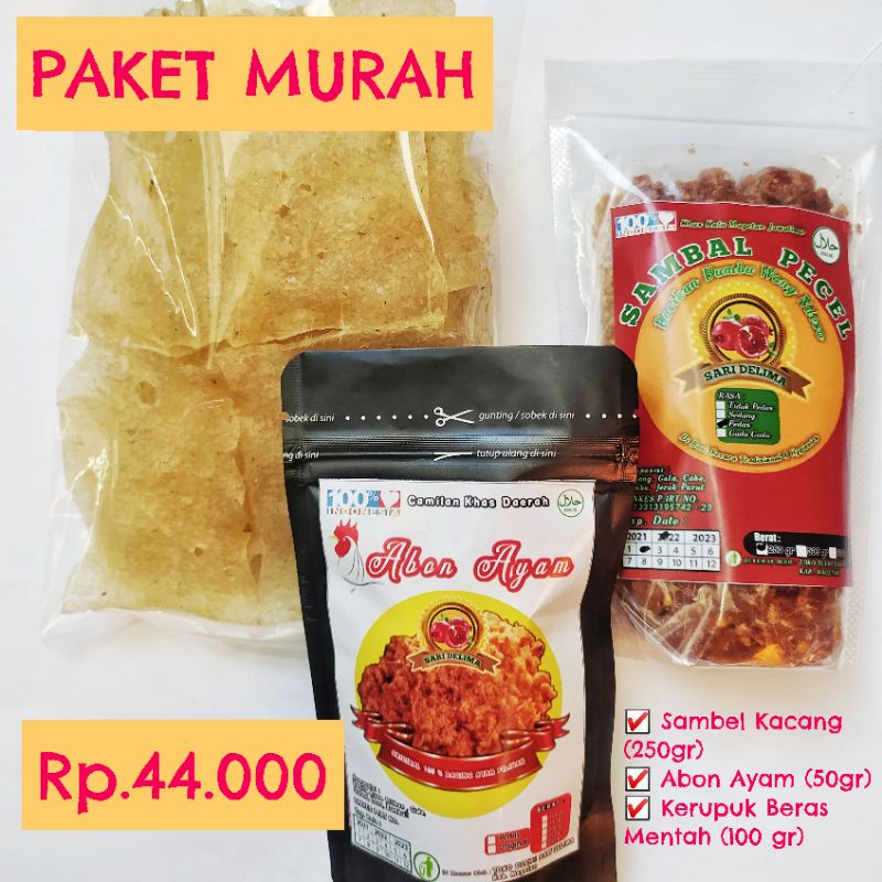 

Sambal Kacang Madiun Abon Ayam Kemasan Kecil 50gr Kerupuk beras Puli Mentah 44Ribu Original