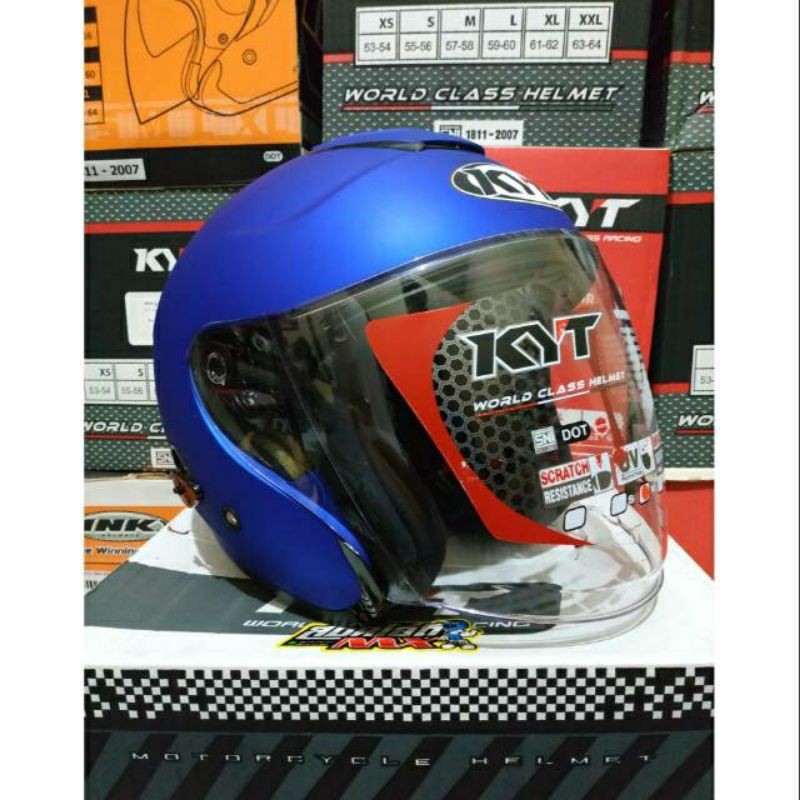 HELM KYT KYOTO FLAT BLUE HELM KYT KYOTO BIRU DOFF NO HELM SHOEI HELM TOURING KYT KYOTO ORIGINAL SNI