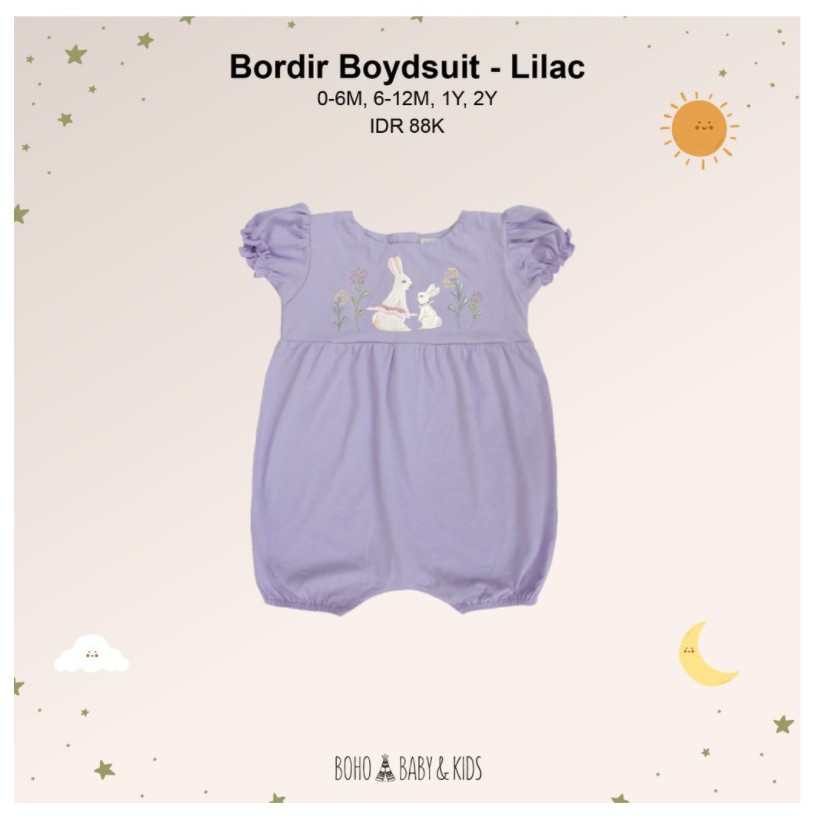 Boho Baby Bordir Bodysuit 0-2 Tahun BohoBaby BohoPanna CBKS-BOHO Lilac