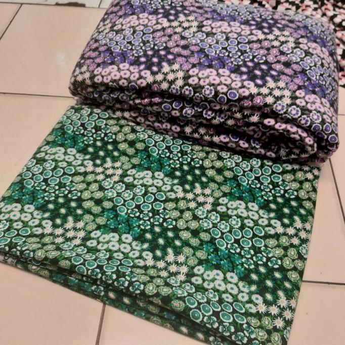 kain rayon viscose import motif kembang abstrak