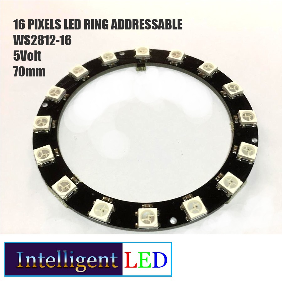 LED Ring Addressable RGB 5V 16 Pixels LED support Arduino Diameter 70mm