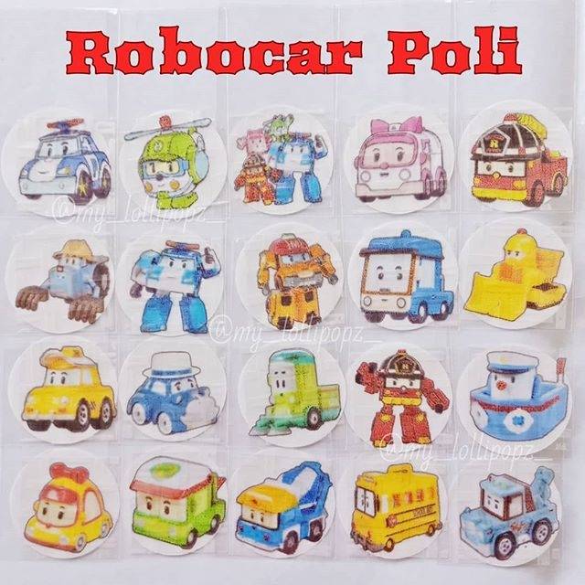 

AMAN DIMAKAN Edible Rice Paper/hiasan bento/edibel/stiker nasi bento tema ROBOCAR POLI