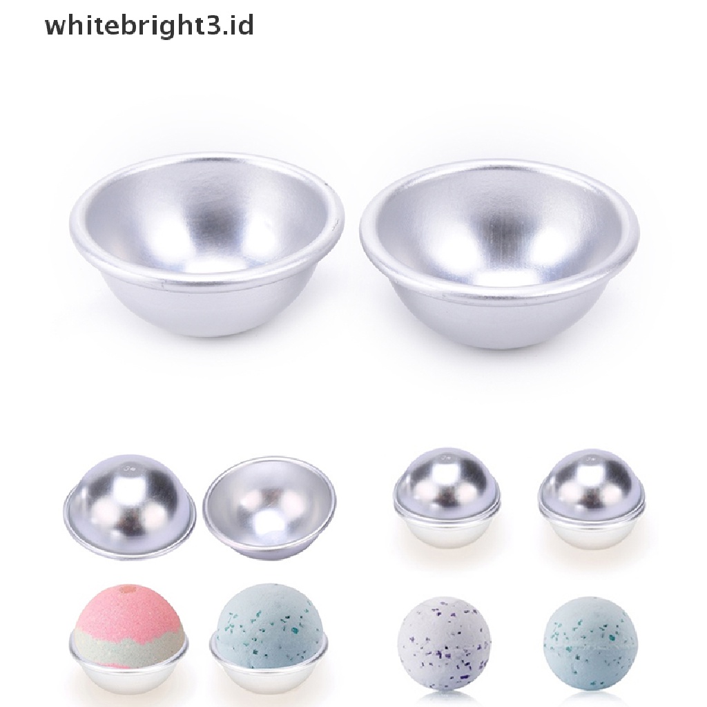 (whitebright3.id) 1 Set / 2pcs Cetakan Bola Bom Mandi Bahan aluminum Ukuran 4.5x2cm