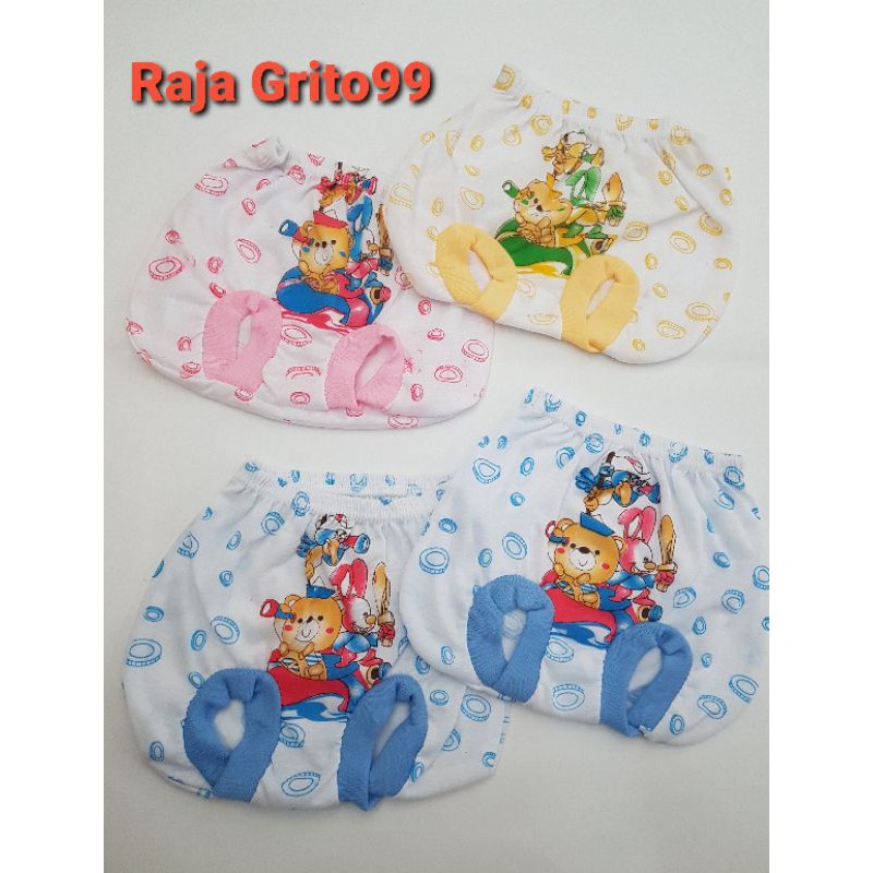 3 pcs celana pop bayi Motif Sablon / celana kacamata bayi Large Print / Celana kodok besar, bahan Polyester