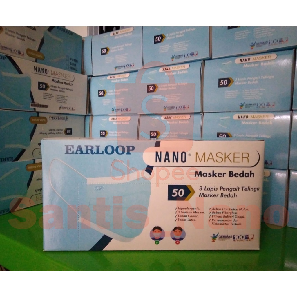 Masker Medis 3 Ply / Surgical Face Mask / Masker Bedah Nano Earloop