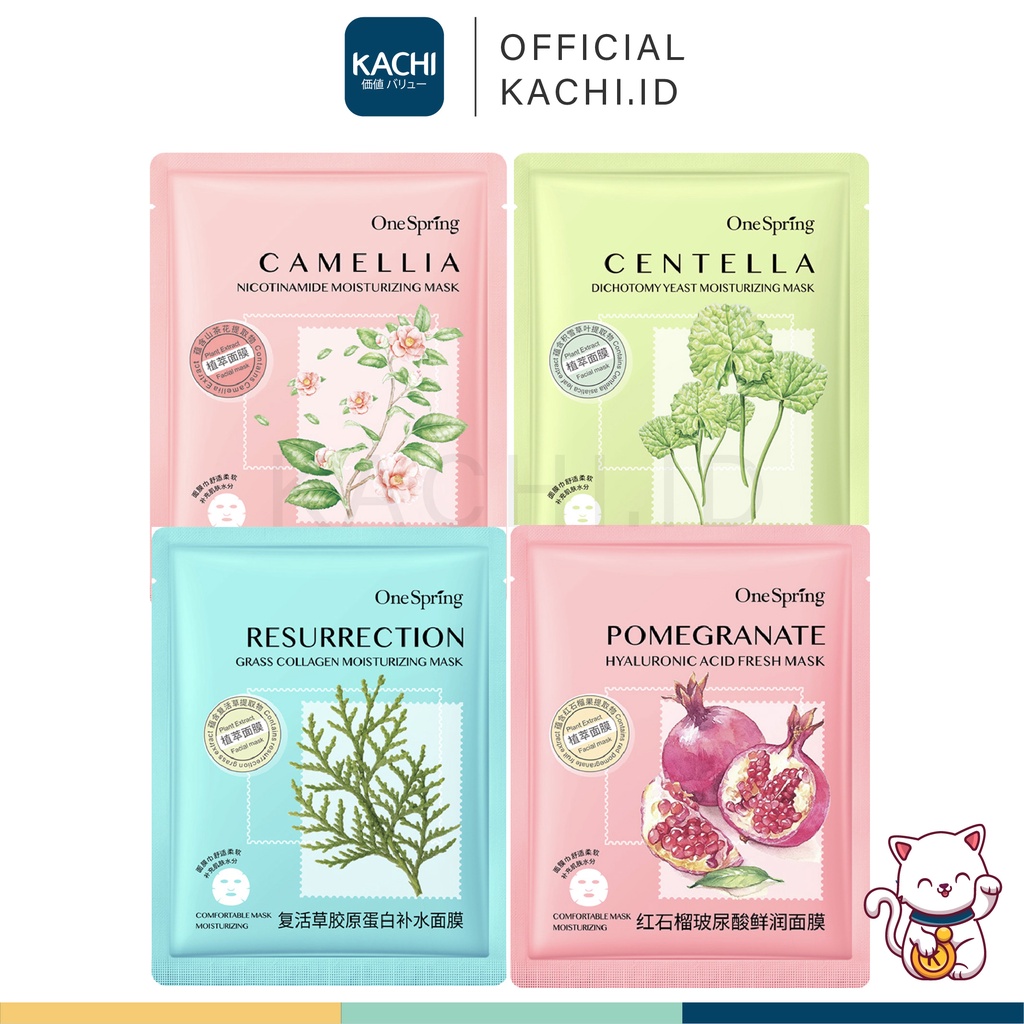 KACHI - ONE SPRING Moisturizing Camellia Centella Resurrection Pomegranate Mask Masker Wajah OS002