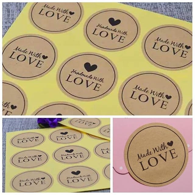 

Produk Terbaru - 120Pcs Sticker "Handmade/Made With Love Two Design