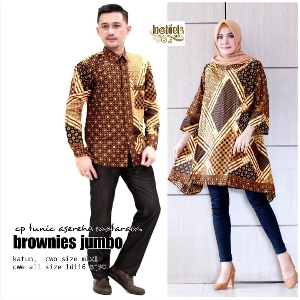  couple  dress brownis tunik jumbo  sarimbit  brokat batik  