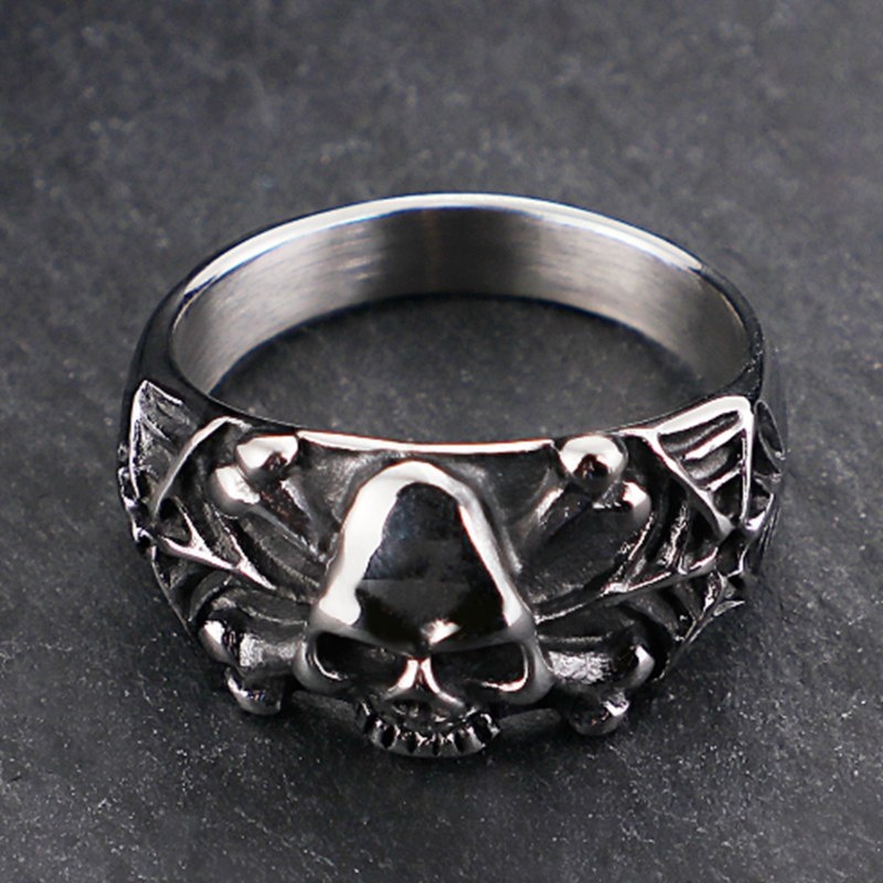 Gothic Steel Skull Rings Man Punk Rock Skeleton Men Ring Male Punk Rock Party Jewelry Accessories