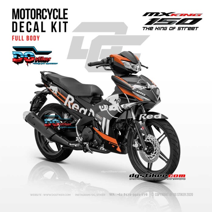 Decal Striping Mx King Hitam Redbull