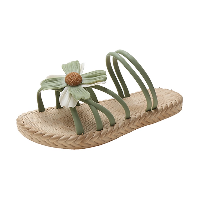 WJ0059 Sandal Karet Wanita Tali Motif Bunga
