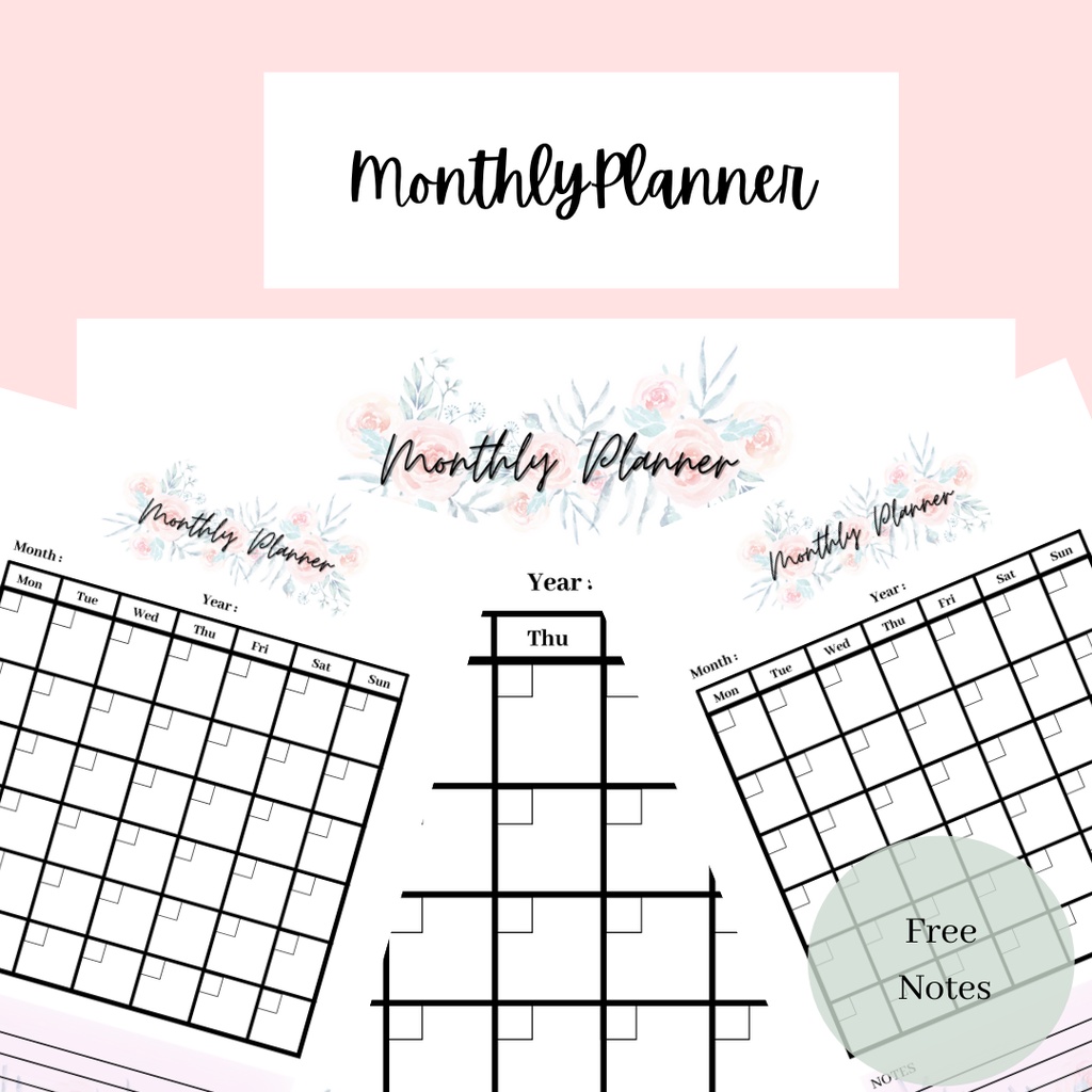 

Printable Monthly Planner ukuran kertas A4, A5 - Peony Flower Theme - Digital Product - Bullet Journal - Jadwal bulanan - bujo - Aesthetic