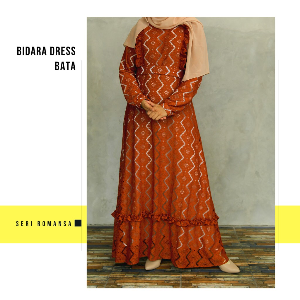 Bidara Bata - Maxi Dress Renda Gaya Retro Boho Style Hijab Premium