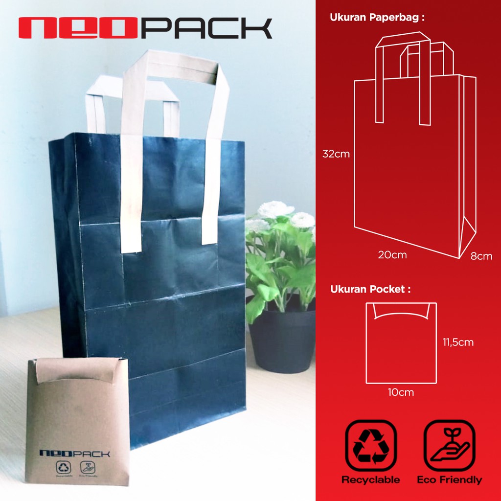 

Paper Bag Lipat/ Kantong Kraft Lipat 20x10x32 PxLxT