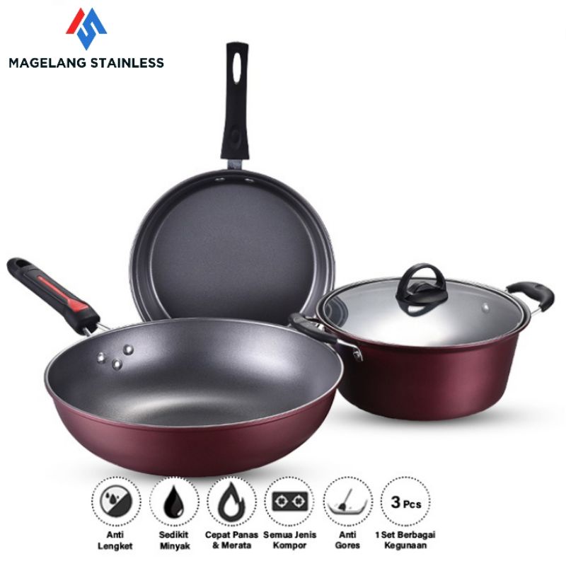 GSF TEFLON PANCI WAJAN 3 SET/3SET PANCI G-2429