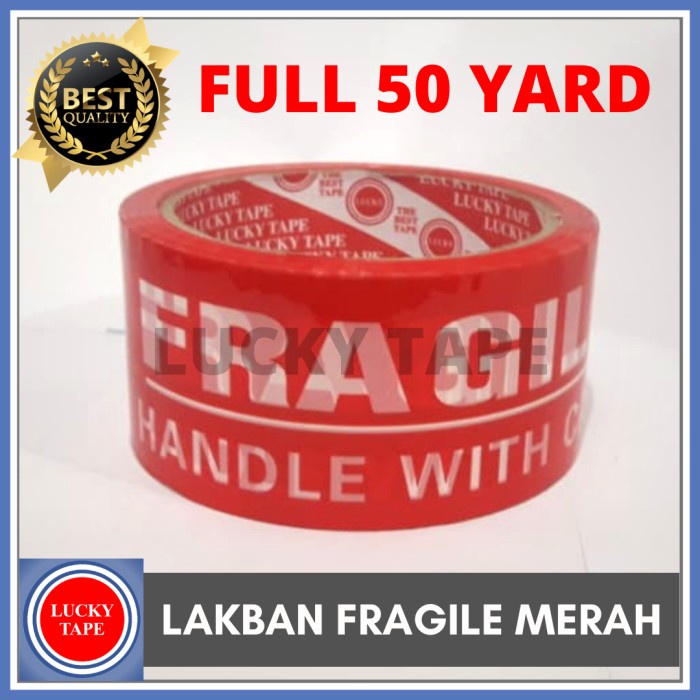

perekat-pengikat- lakban fragile jangan dibanting barang mudah pecah 48m x 50y - merah -pengikat-