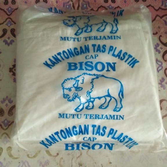Kantongan Tas Plastik Asoy Cap BISON HD Putih Susu 24, 27, 35 1 Bal