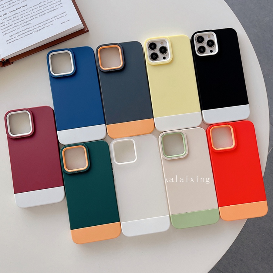 Soft Case Bentuk Kotak Warna Campur Untuk iPhone 13 Pro Max 12 11 X Xs Max XR