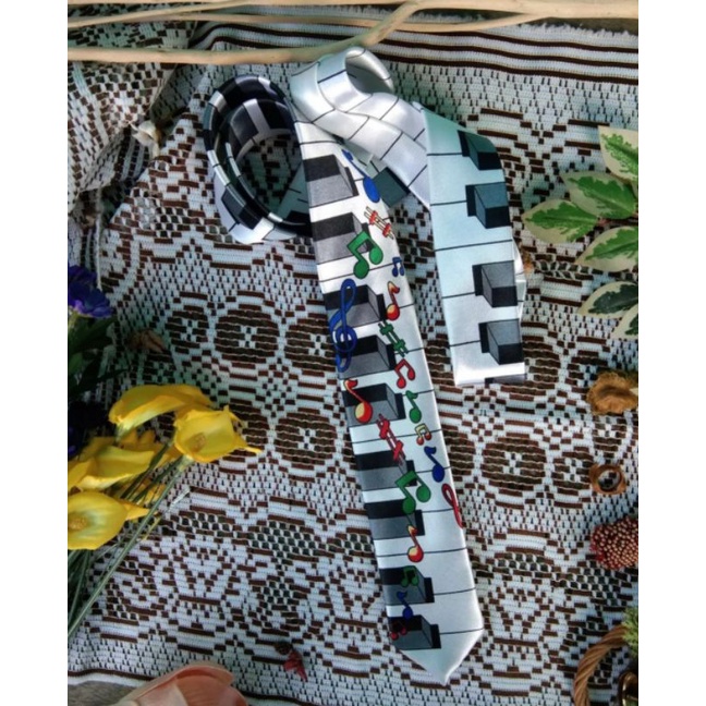 dasi pria, dasi motif unik, dasi musik, dasi piano, dasi murah