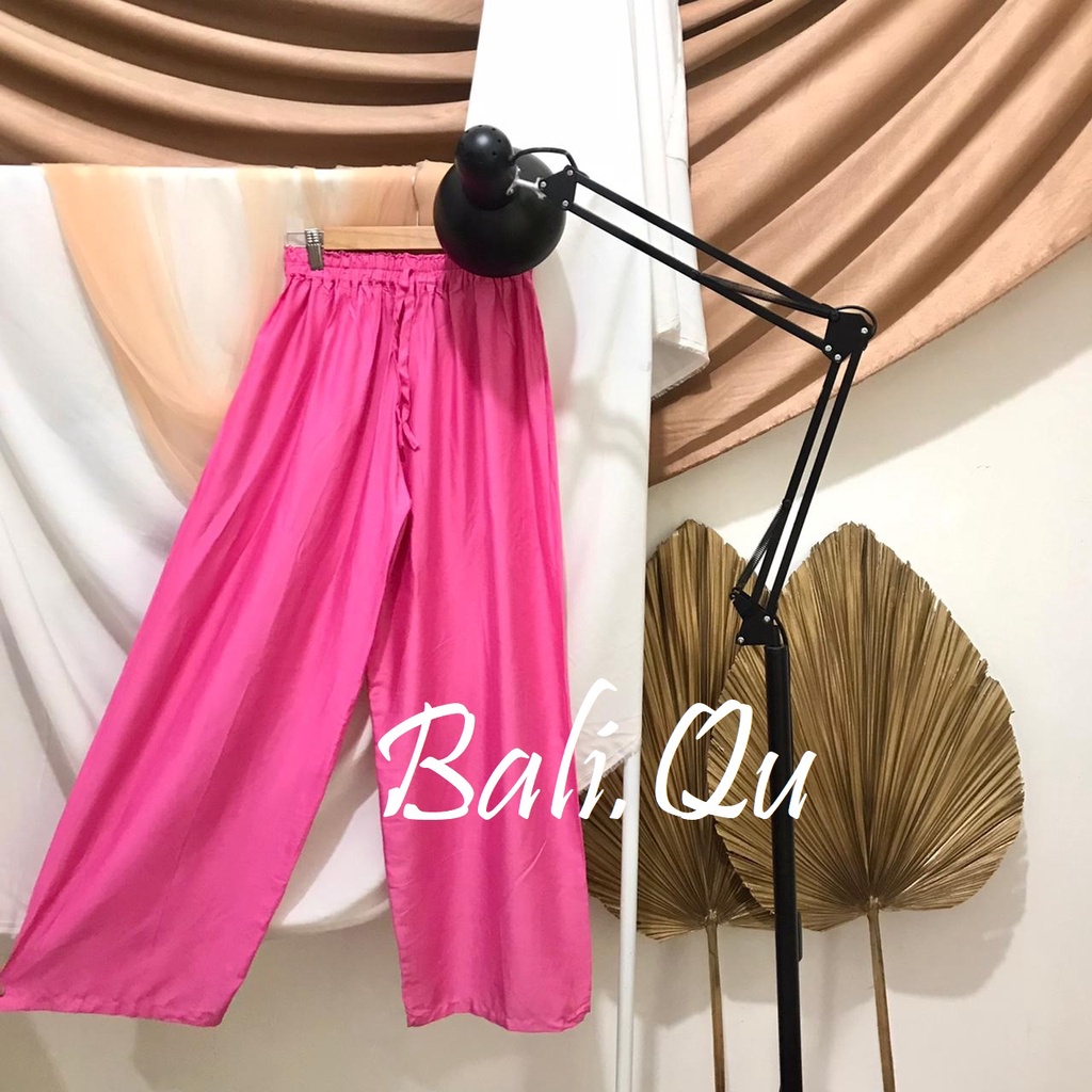 Basic Kulot Panjang Rayon Motif Bali-BABY PINK