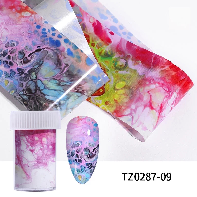 (1 Lembar) Stiker Kuku Foil Holografik Motif Marmer 3d Transfer Air Untuk Nail Art