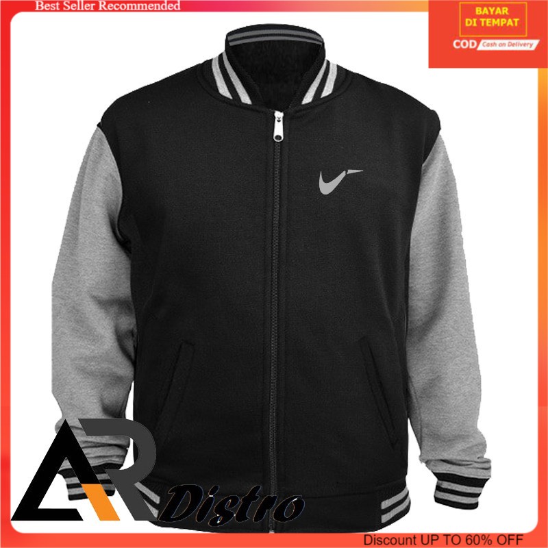 jaket baseball/ jaket varsity/jaket nik3 04 SILVER/kerah resleting pria wanita (COD)