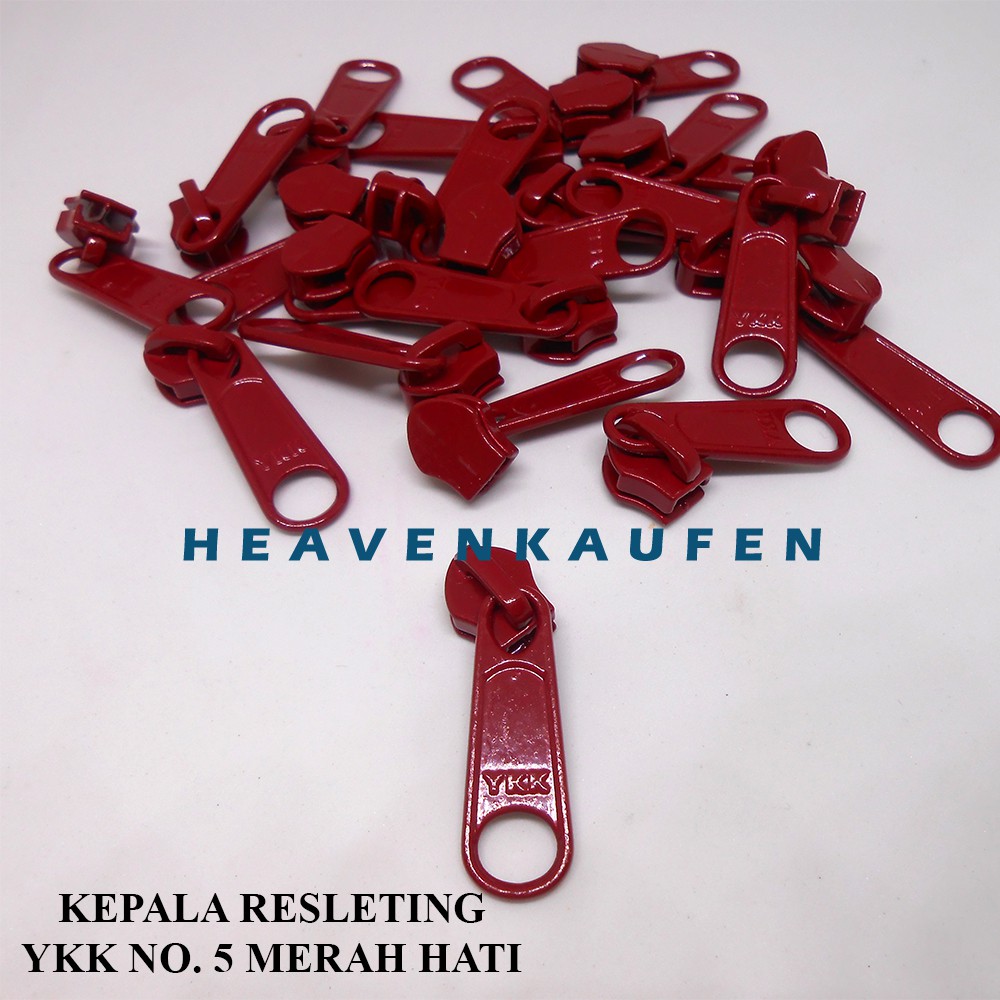 Kepala Resleting YKK Merah Hati/Merah Marun/Maroon No 5