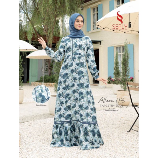 GAMIS MOTIF SEPLY ALLURA 03 BEETLEBGREEN DAN TAPESTRY BLUE ALURA 03